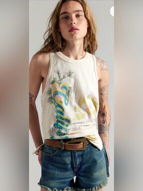 Free People We The Free Rosie Graphic Tank. NWT. Tofu